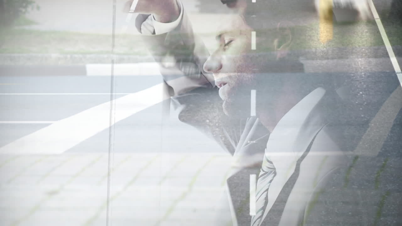 스트레스를 받은 사업가의 디지털 복합