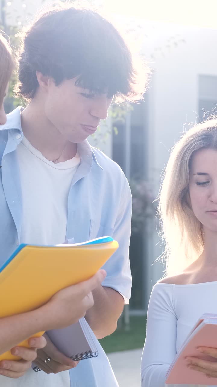 Students exchanging ideas about homework