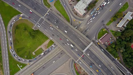 russia moscow city day time traffic road junction intersection aerial panorama 4k