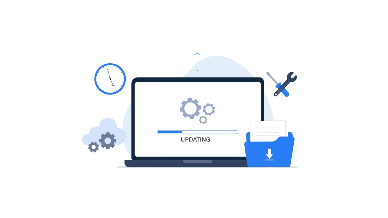 Laptop Computer Performing Software Update Animation