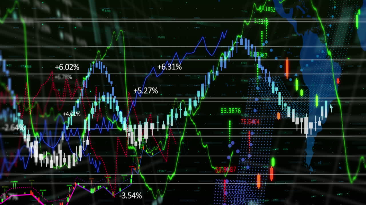 Finansiell databearbetning mot svart bakgrund