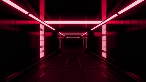 a dark, futuristic corridor with neon lights.