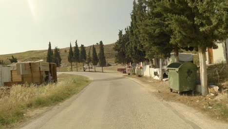 Car's-POV-Driving-In-The-Road-On-A-Sunny-Day-In-Kos,-Greece