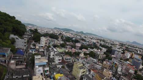 aerial view of a hillside city