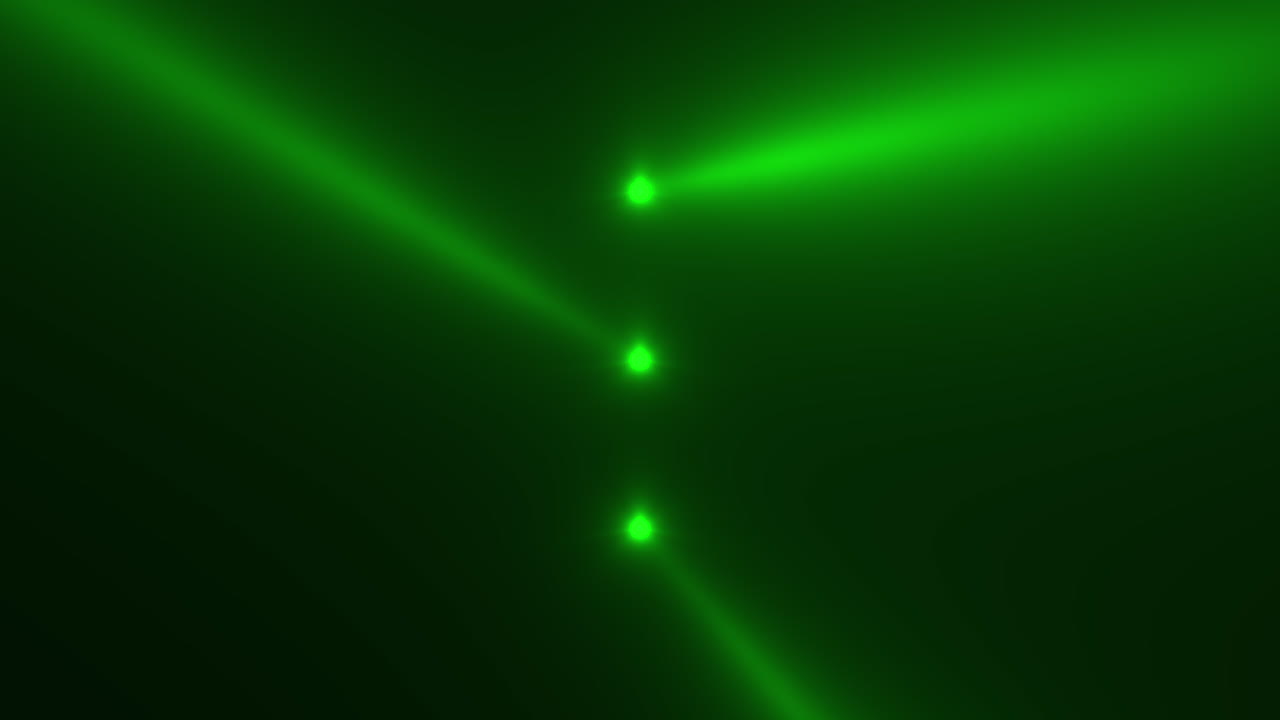 movimiento de animación haces de focos brillantes verdes sobre fondo oscuro en la etapa 4