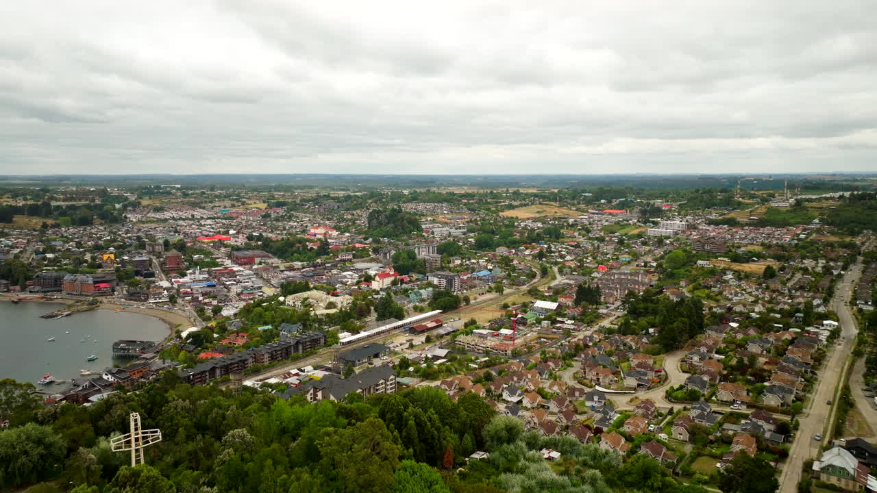 Puerto Varas properties, Lake Llanquihue, neighbourhood houses, aerial