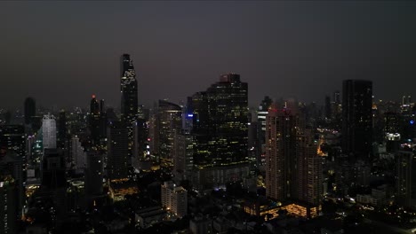 bangkok city at late night birdseye view drone footage of huge city skyline