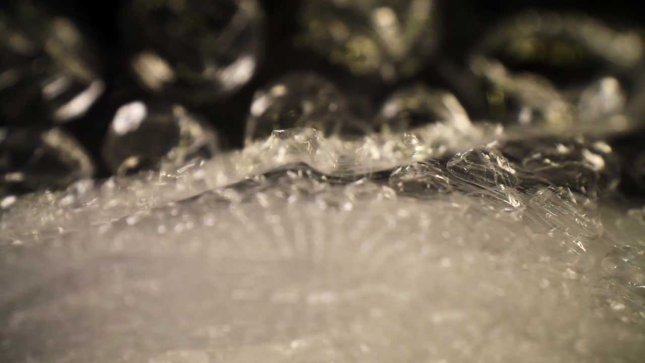 버블 랩 백에 매우 천천히 밀어 넣기, 짧은 이동, 백 세부 정보 - 텍스처 표시