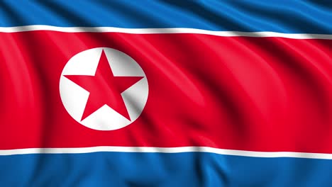 bandera de corea del norte con estructura de tela en el viento (loopable)