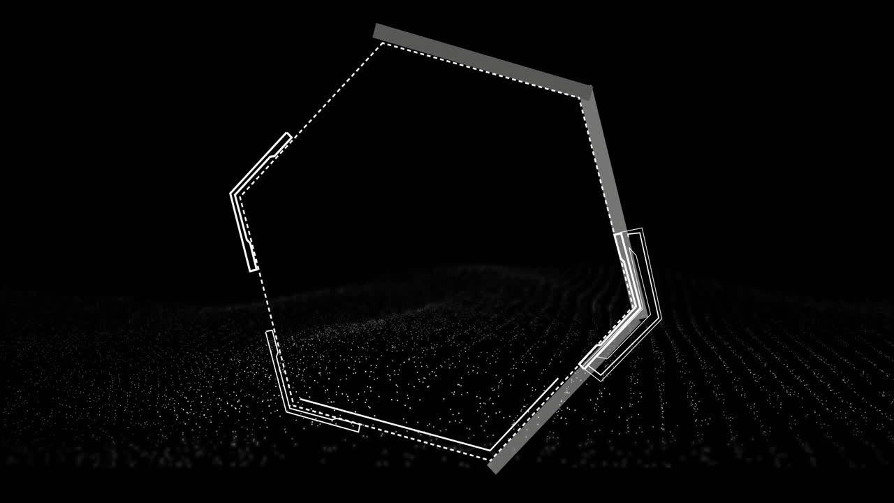 Animation of hexagon over white spots on black background