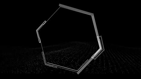 animation of hexagon over white spots on black background