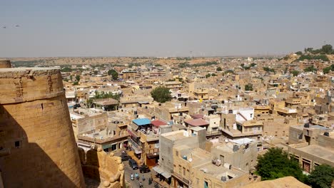 Vogelperspektive-Auf-Die-Goldene-Stadt-Jaisalmer-Von-Der-Spitze-Der-Festung-Sonargarh-Aus