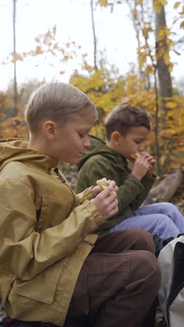 kids sitting on a dead tree