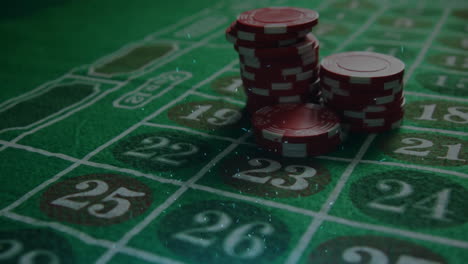 animation of white confetti over poker chips on gambling table