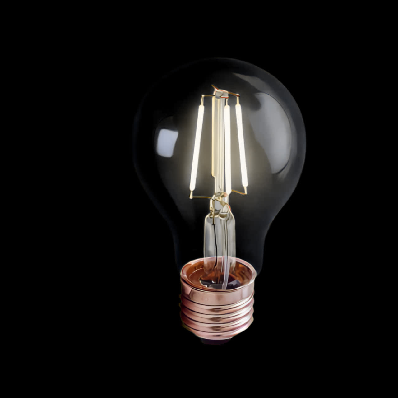 Vintage light bulb animation isolated asset, transparent 4K video, alpha channel, ProRes 4444