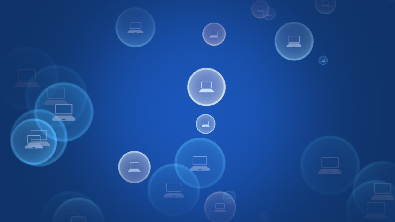 icono de computadora de movimiento en el fondo de red simple 1