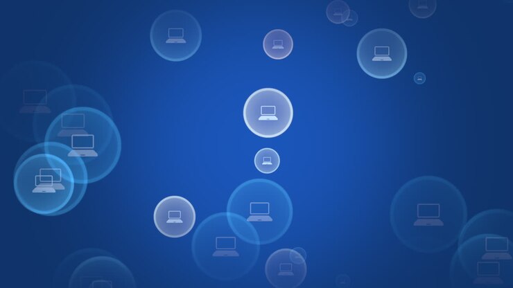 Motion Computer icon on simple network background 1