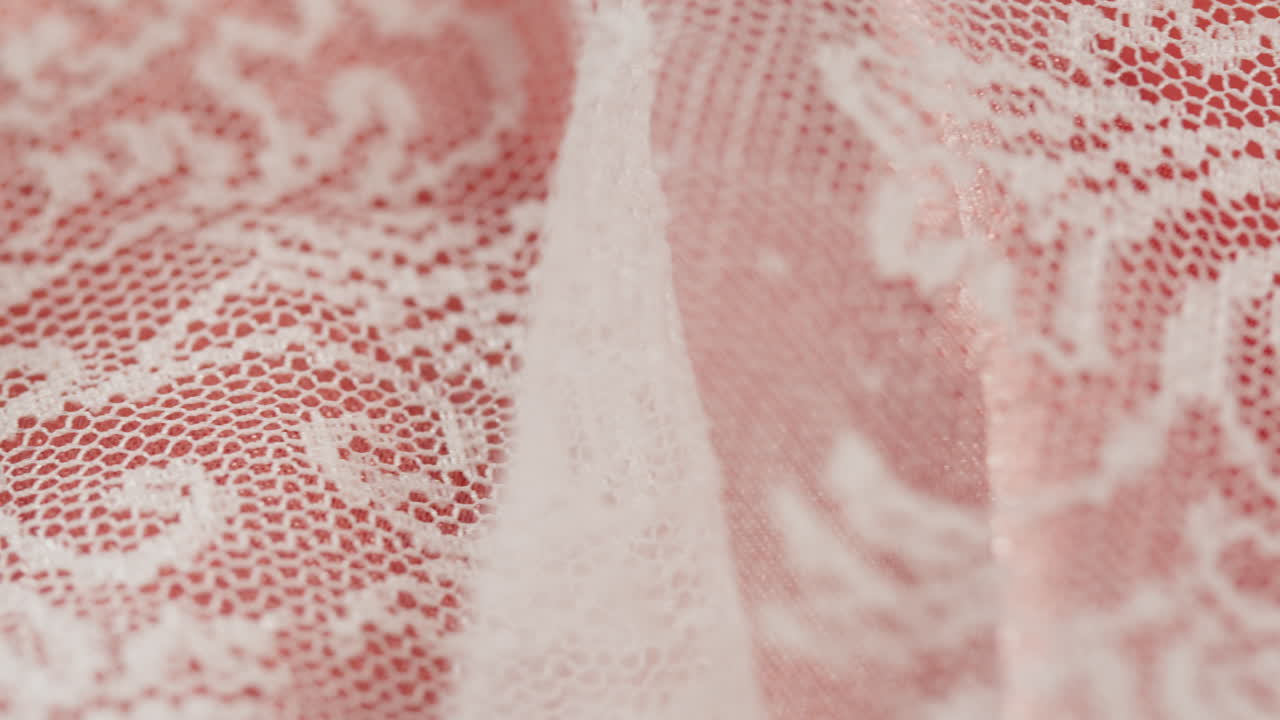 Close-up of Pink and White Lace Fabric