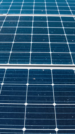 electrical innovation. blue photovoltaic panels. sustainable source of clean energy getting from the sun. modern sunny batteries. close-up. vertical video