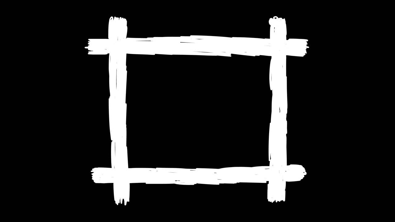 White Hand-Drawn Sketchy Rectangular Frame on Black Background