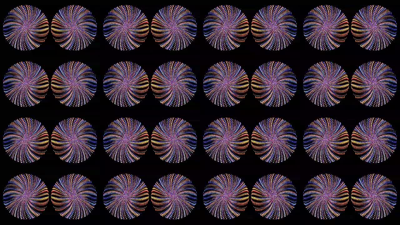 animación de giro suave girando coloridas formas de luz parpadeante, sobre un fondo negro