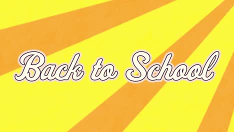 Animation-of-back-to-school-text-in-white-letters-on-yellow-background