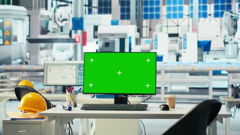 mockup pc in empty solar panels manufacturing plant used to optimize layouts
