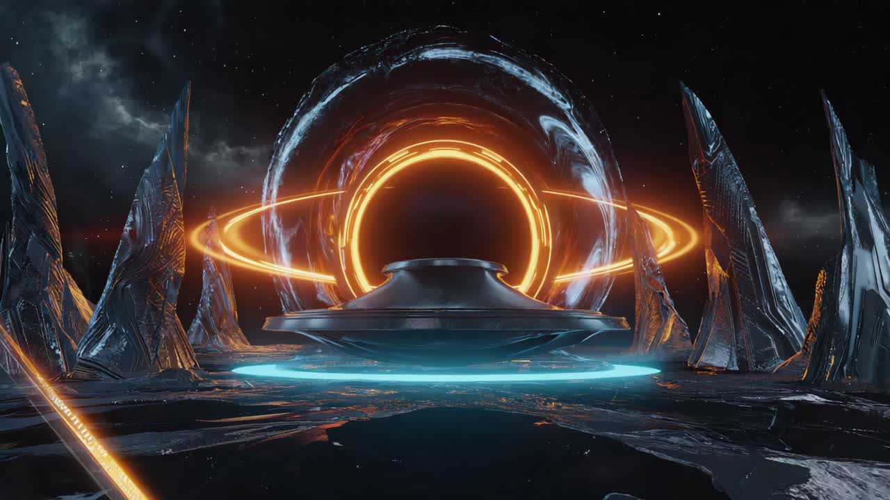 A Futuristic UFO Portal Scene