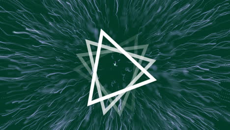 animation of triangles and trails on black background