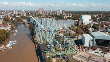 the challenge roller coaster ride at parque de la costa in tigre city, buenos aires, argentina