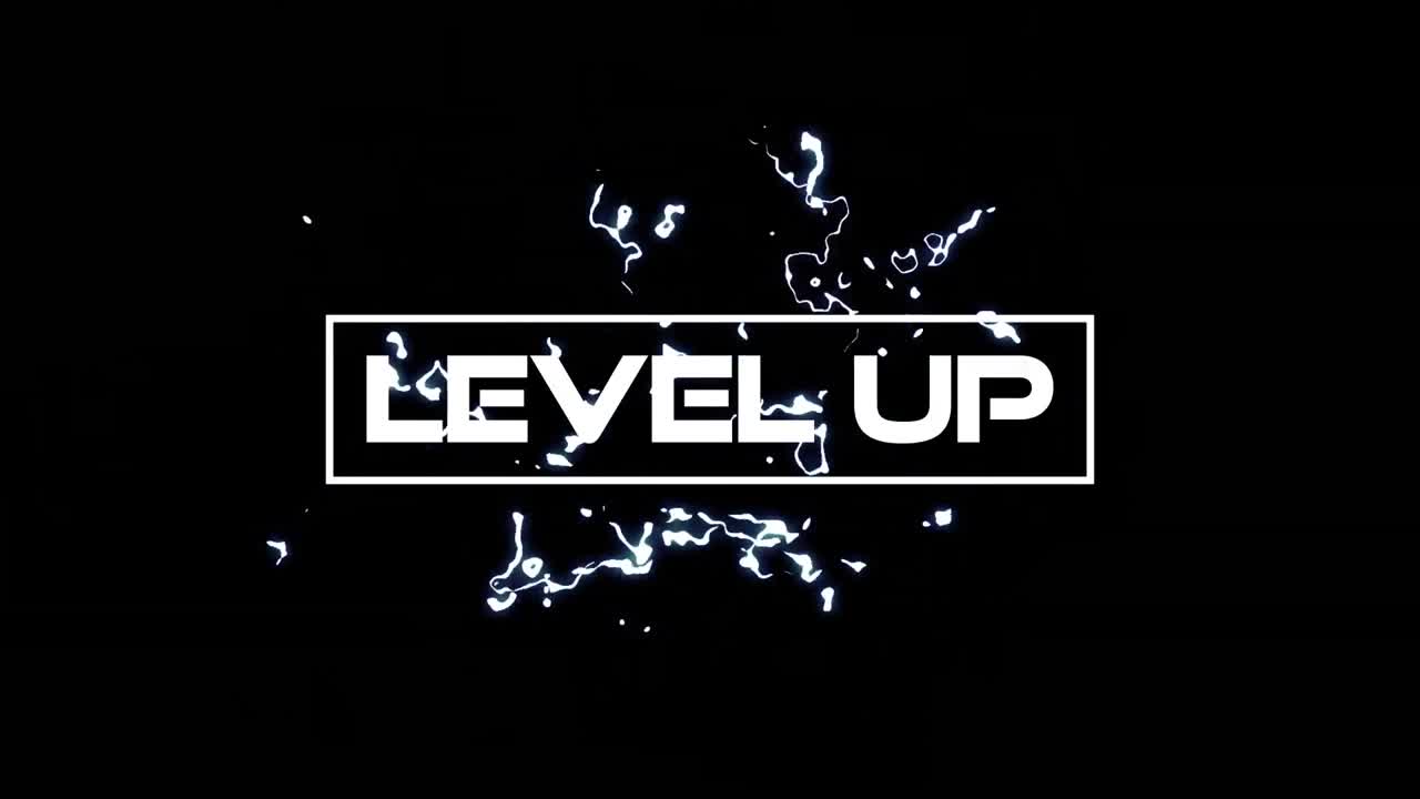 animación de texto de nivel superior sobre relámpagos en fondo negro