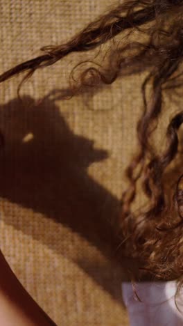 close-up of curly hair on textile background