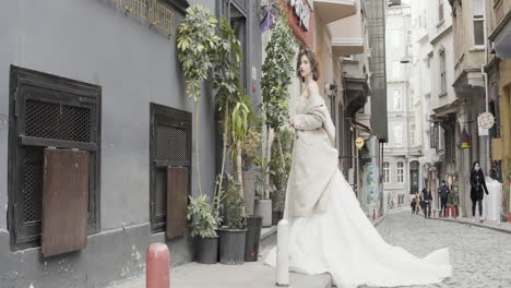 bride in a street style outfit