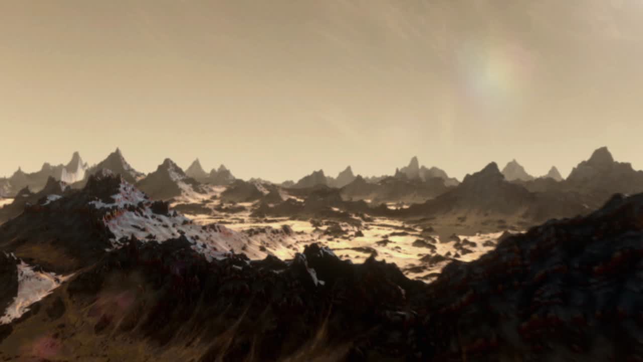 아름다운 여성의 눈에 드러난 화성 표면 위를 여행하다