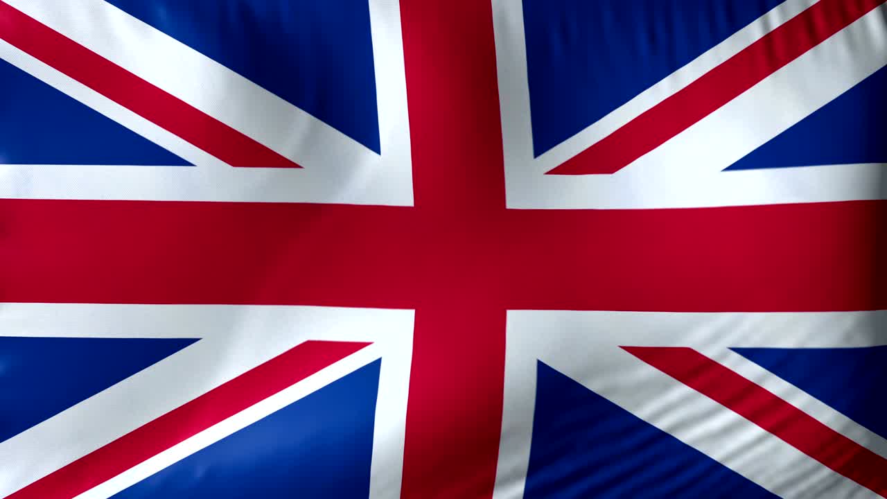 Bandiera nazionale del Regno Unito. Bandiera britannica 4K realistica che sventola in loop continuo su sfondo