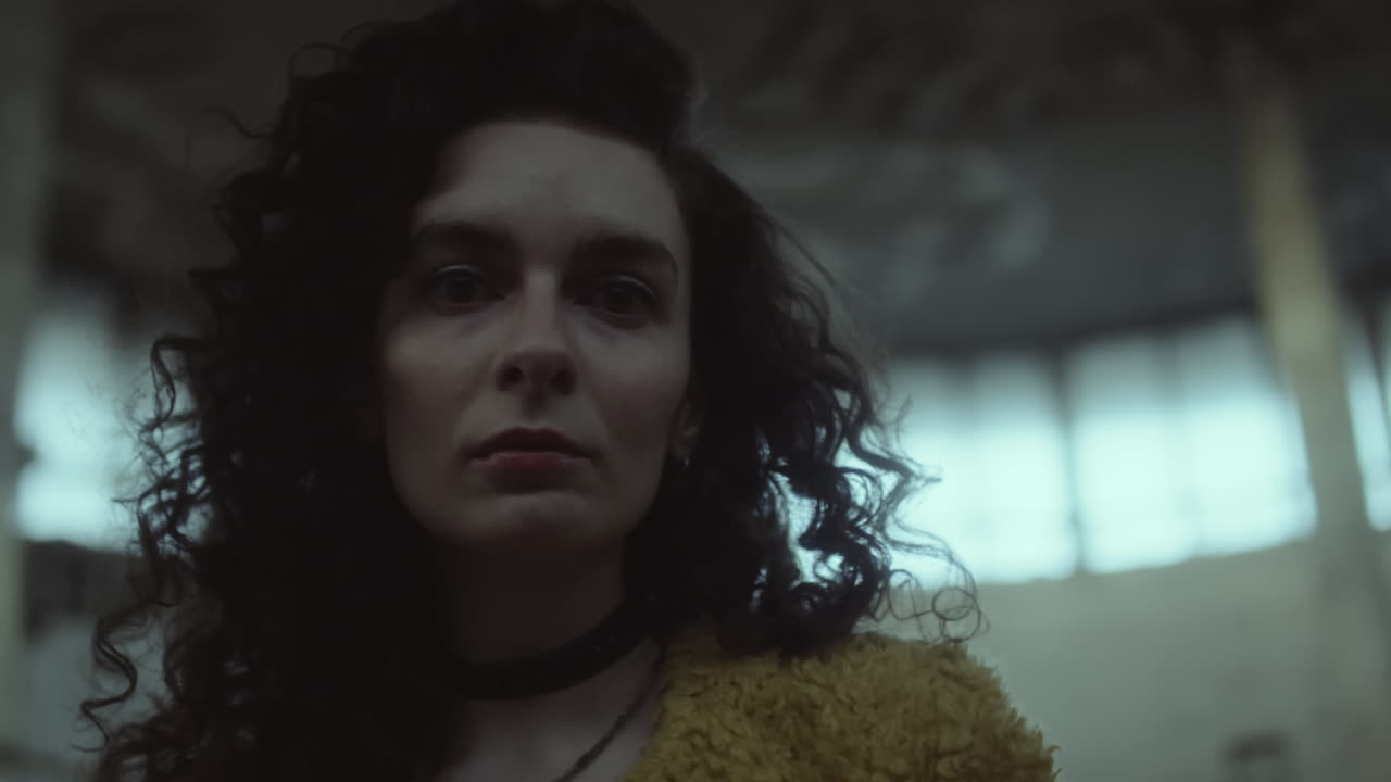 Portraits of a Woman with Curly Hair and Choker