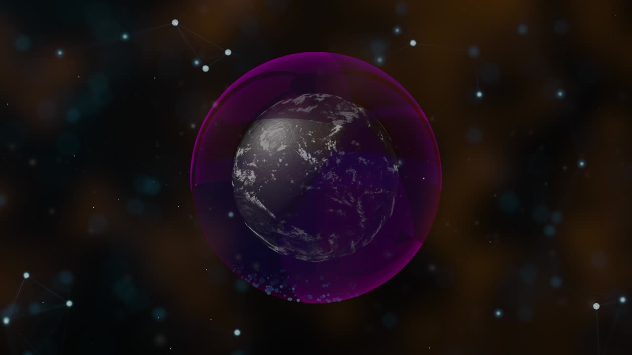 capa de ozono animada que protege al planeta del impacto dañino del espacio exterior.