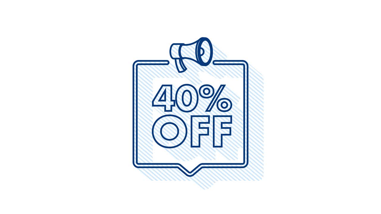 40 por ciento de descuento en la venta banner de descuento con megáfono. etiqueta de precio de oferta de descuento. icon de sombra de promoción de descuento del 40 por ciento. gráfico de movimiento