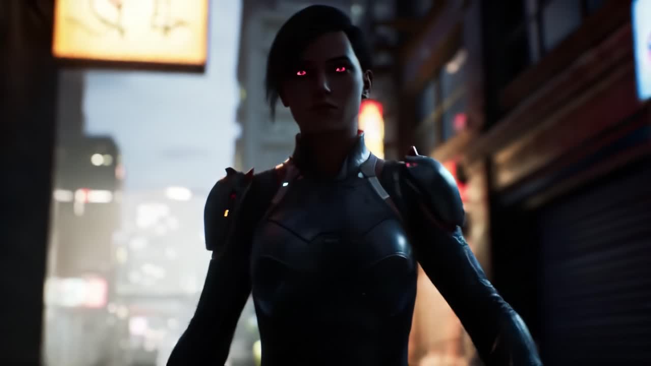 Cyberpunk Woman in a City Alley