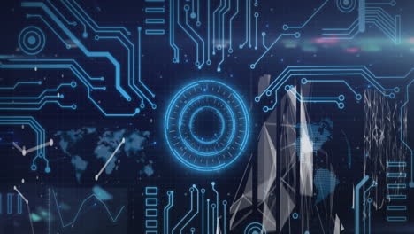 animation of scope scanning and data processing over computer circuit board