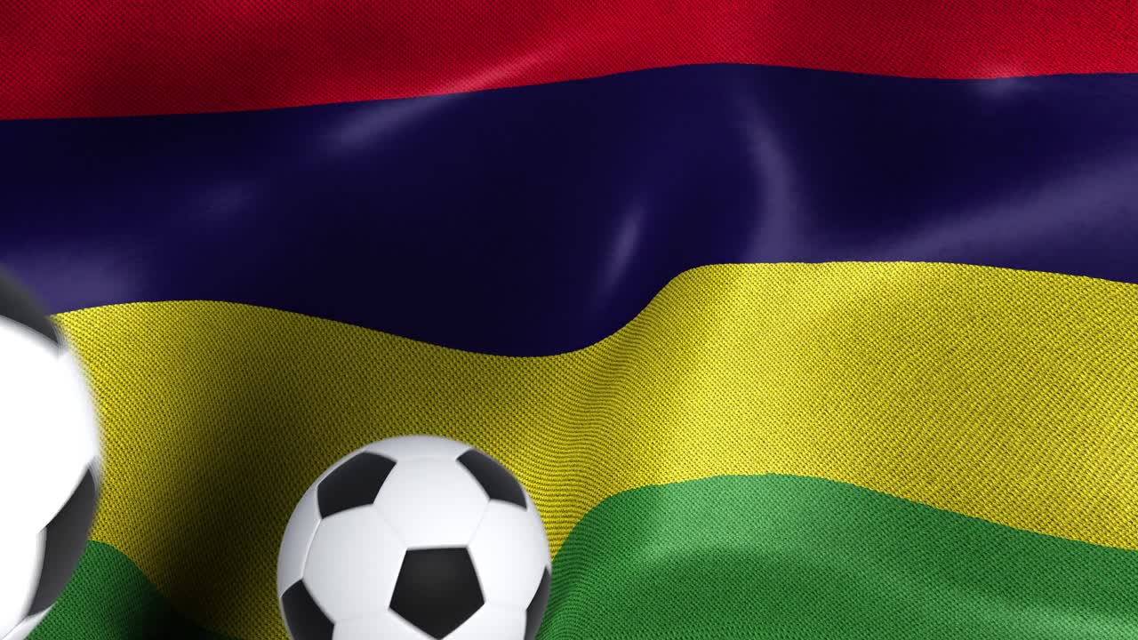 bandera de mauricio con pelotas de fútbol
