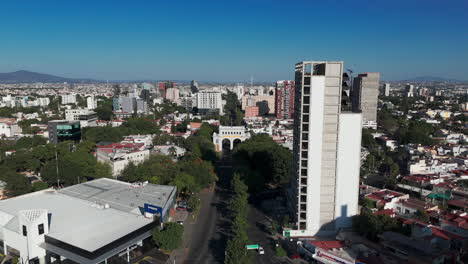 drone shot of the vallarta avenue, west to east in guadalajara, jalisco, mexico