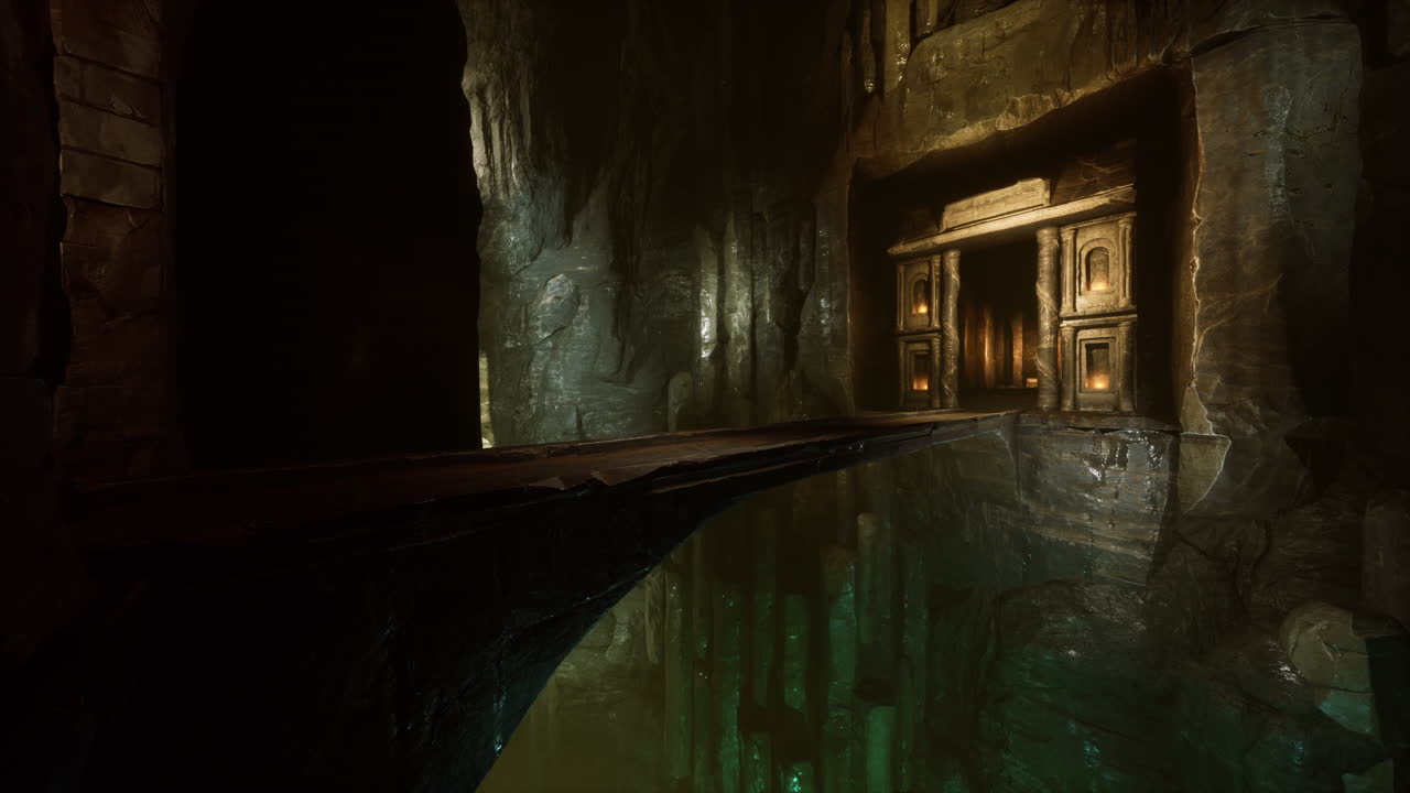 viejo puente de piedra en el mundo subterráneo