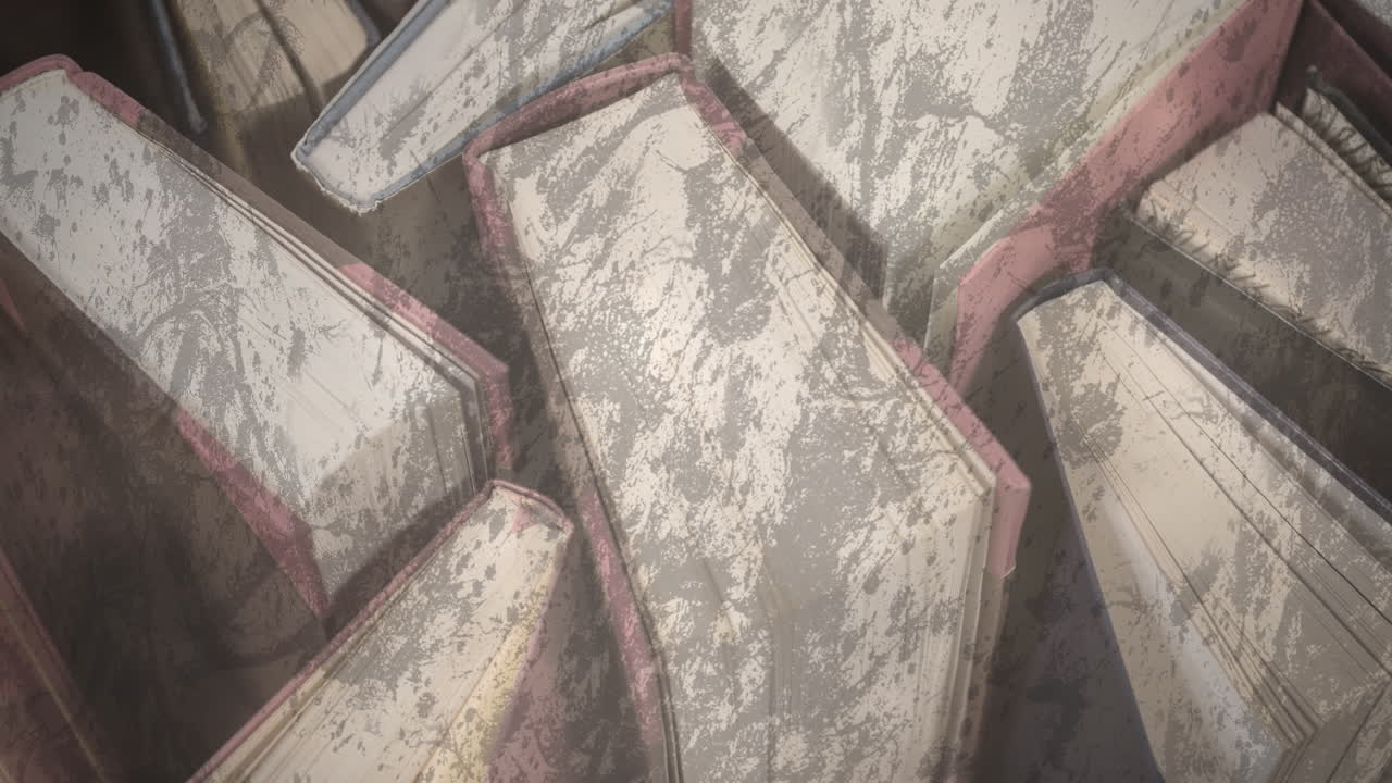 책 위에 박이는 고통스러운 패턴의 애니메이션