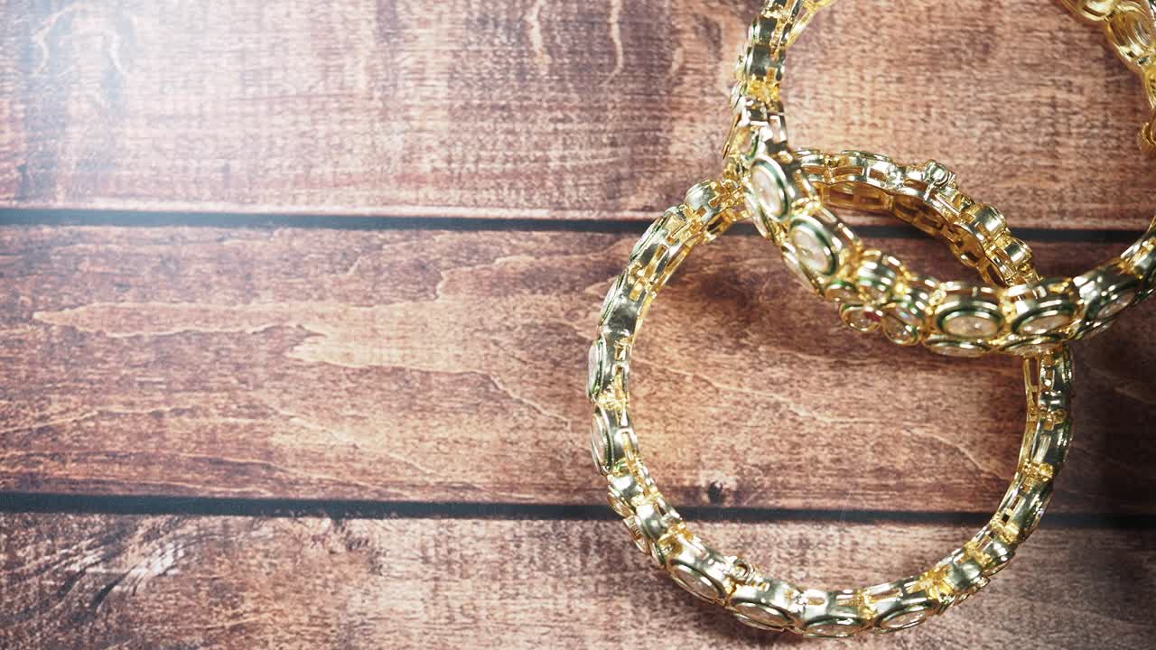 Gold Bangles with Gems