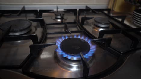 cerrar la inflamación del gas natural en el quemador de la estufa.