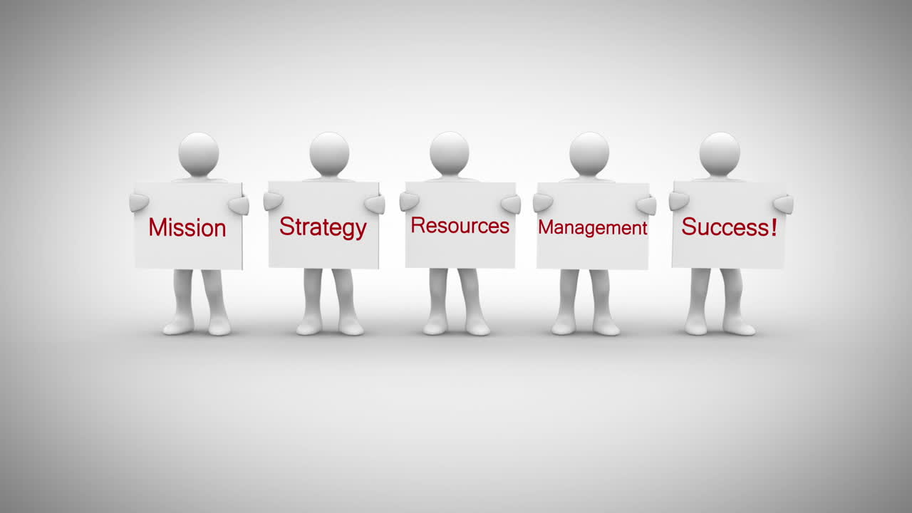 비즈니스 용어를 말하는 표지판을 보여주는 색 문자