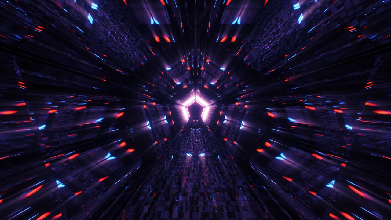 Abstract pentagon tunnel and neon lights - LOOP