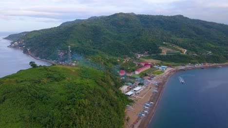 island houses resort coastline aerial drone pull-out