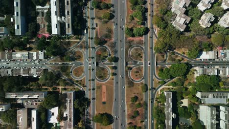 aerial footage of streets in brasilia, brazil